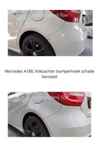 Mercedes A180, linksachter bumperhoek schade hersteld